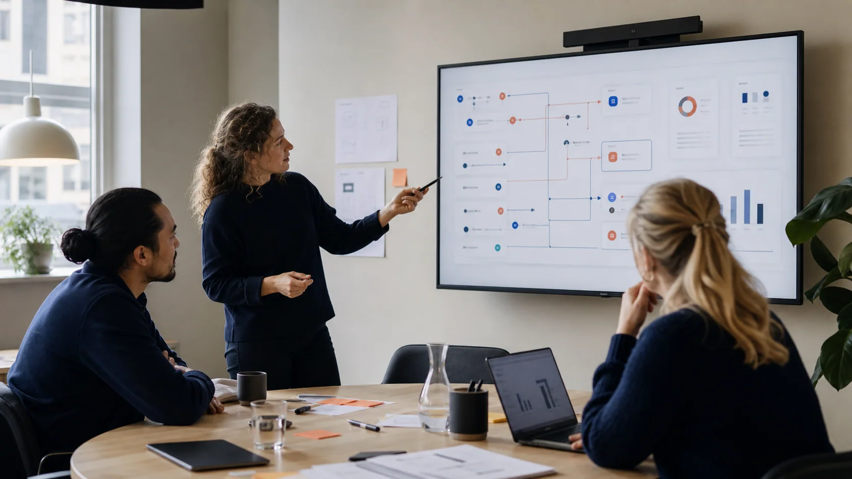 Team gennemgår et illustrativt før-og-efter workflow for kundeservice